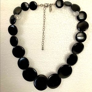 Black flat beaded necklace